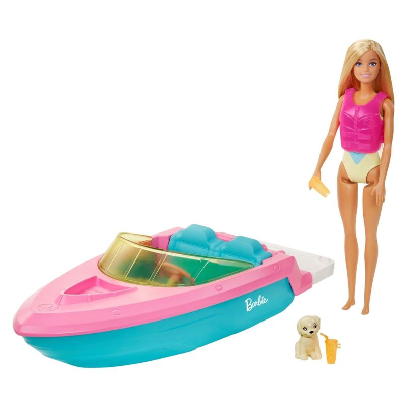 BARBIE - Lancha con Muñeca Barbie