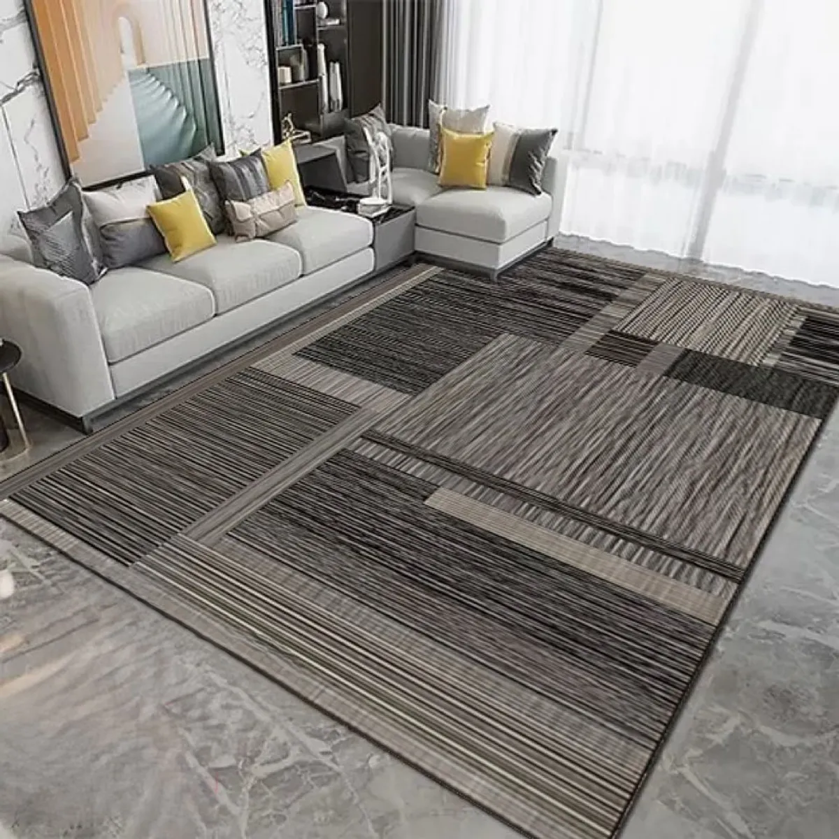 GENERICO - ALFOMBRA PARA LIVING ANTIDESLIZANTE CON DISEÑOS TRIDIMENCIONALES
