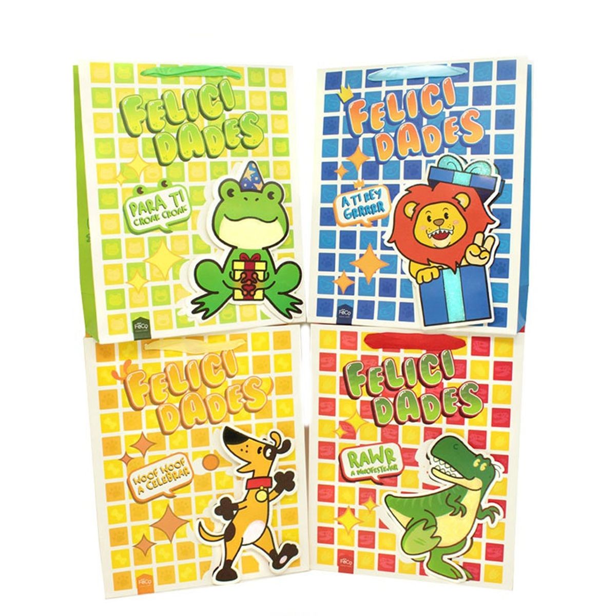 GENERICO - BOLSA DE REGALO FELICIDADES ANIMALES NINO 26X32 X12 UNI