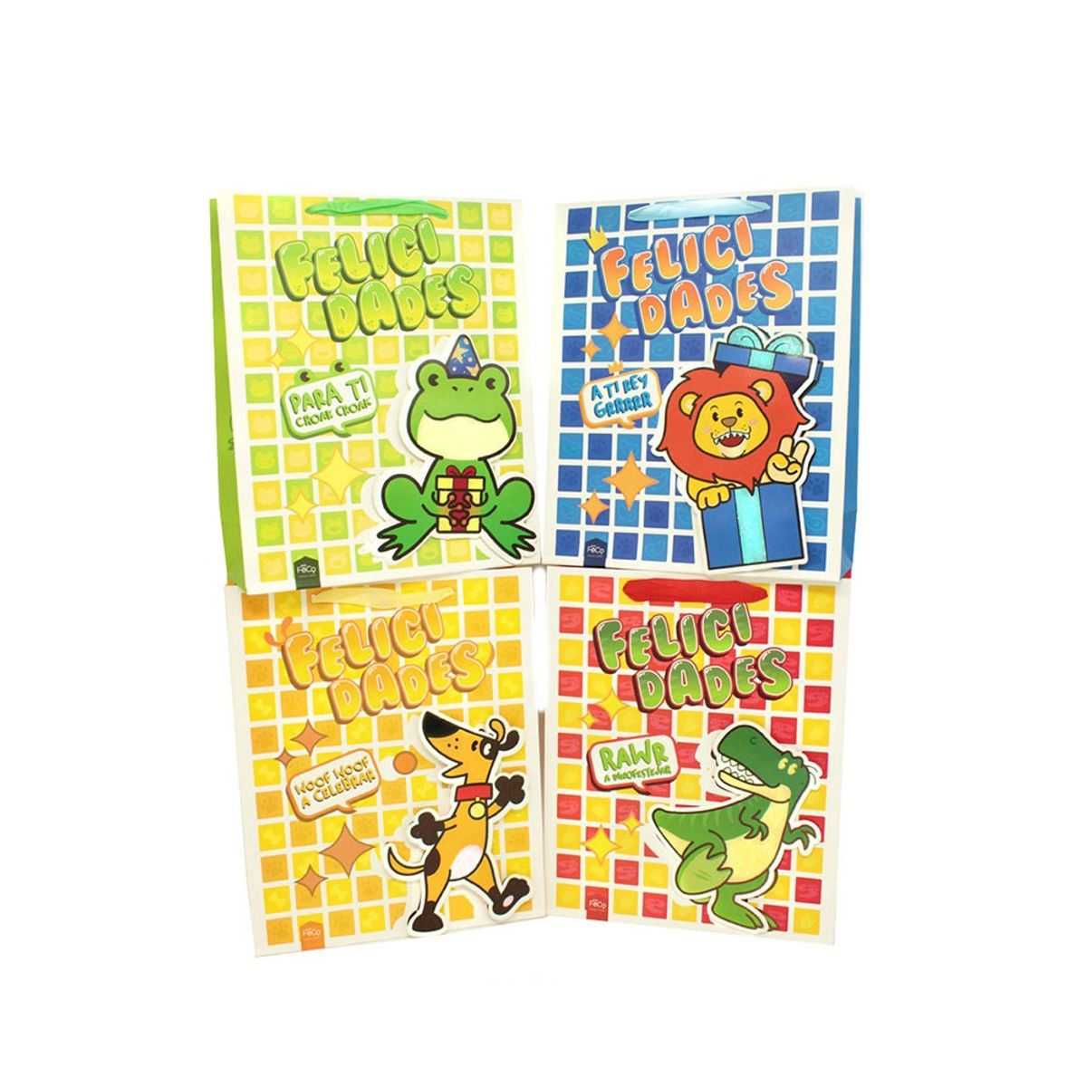 GENERICO - BOLSA DE REGALO FELICIDADES ANIMALES NINO 26X32 X12 UNI
