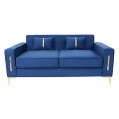 MUEBLES NEW - SOFA PARIS TRES CUERPOS AZUL FELPA