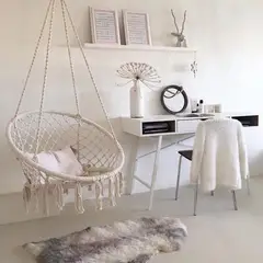 GENERICO - SILLA DE JARDIN COLGANTE Macramé CON ESTILO BOHO TIPO HAMACA UNICOLOR