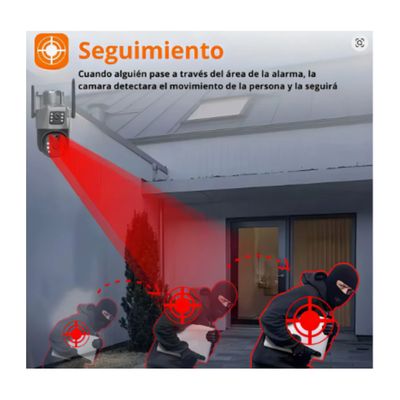 Imagen 2 del producto Cámara de Seguridad Exterior Solar WiFi con Doble Pantalla Vigilancia 360° y Visión Nocturna