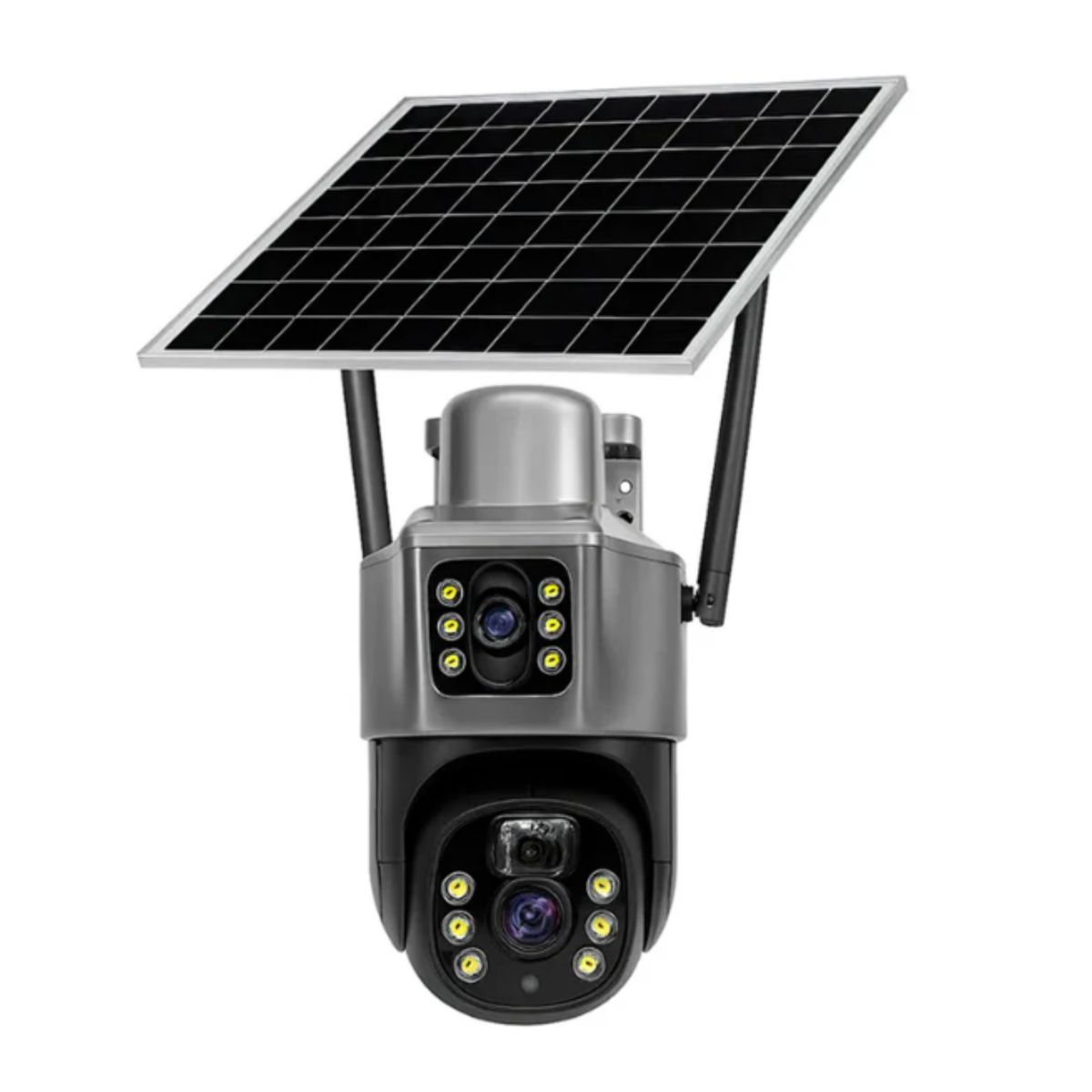 GENERICO - Cámara de Seguridad Exterior Solar WiFi con Doble Pantalla  Vigilancia 360° y Visión Nocturna