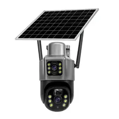 GENERICO - Cámara de Seguridad Exterior Solar WiFi con Doble Pantalla Vigilancia 360° y Visión Nocturna
