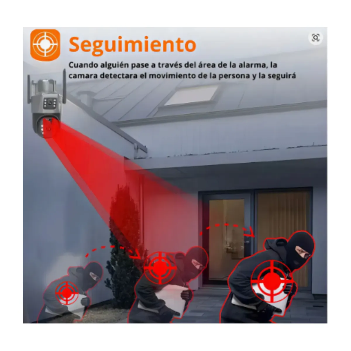 GENERICO - Cámara de Seguridad Exterior Solar WiFi con Doble Pantalla  Vigilancia 360° y Visión Nocturna