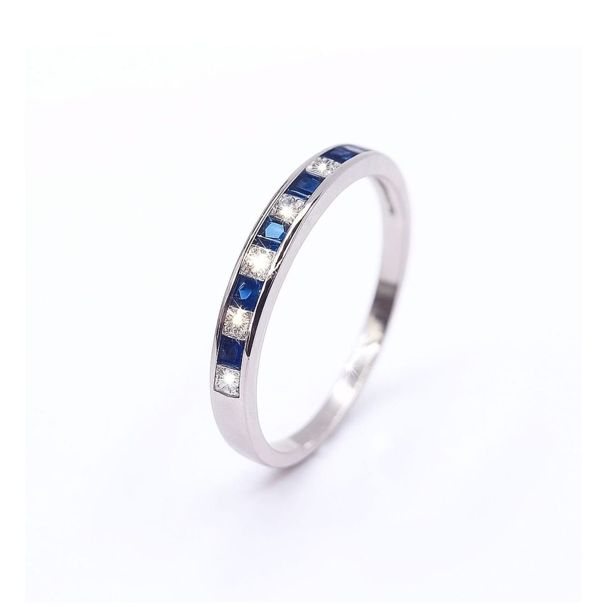 JOYAS LANDEROS - Anillo Riel 11 Circones Azul Plata 925