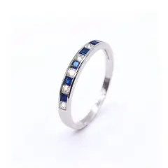 JOYAS LANDEROS - Anillo Riel 11 Circones Azul Plata 925
