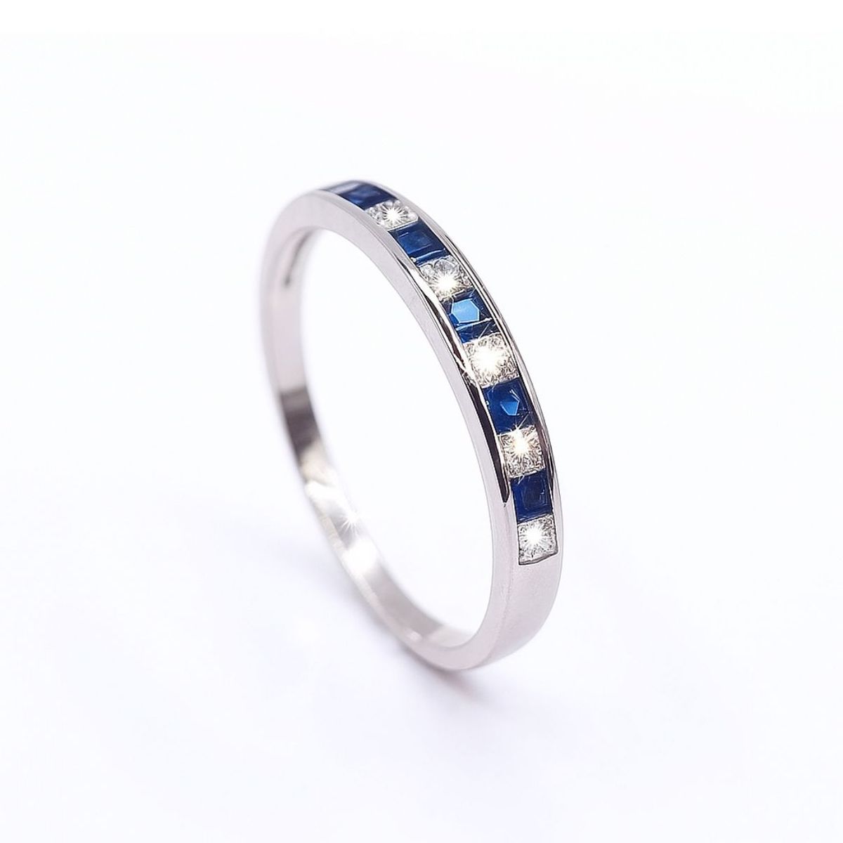 JOYAS LANDEROS - Anillo Riel 11 Circones Azul Plata 925