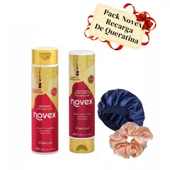 NOVEX - Pack Shampoo Y Acondicionador Recarga De Queratina + Accesorios