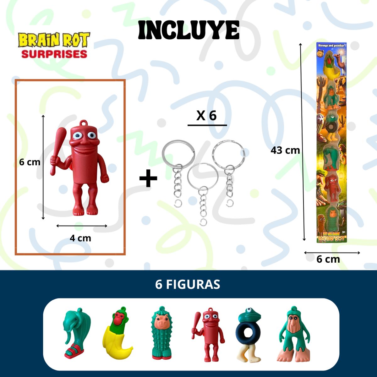 GENERICO - Brainrot Set 6 Figuras Tralalero Tralala Tun Tun Tun Sahur
