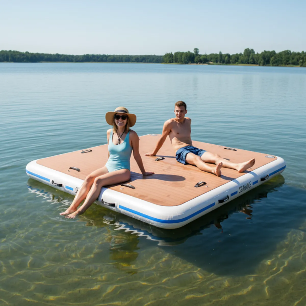 SEAWAVE - Balsa Dock Inflable Cuadrada Muelle Flotante 213 Cm Seawave
