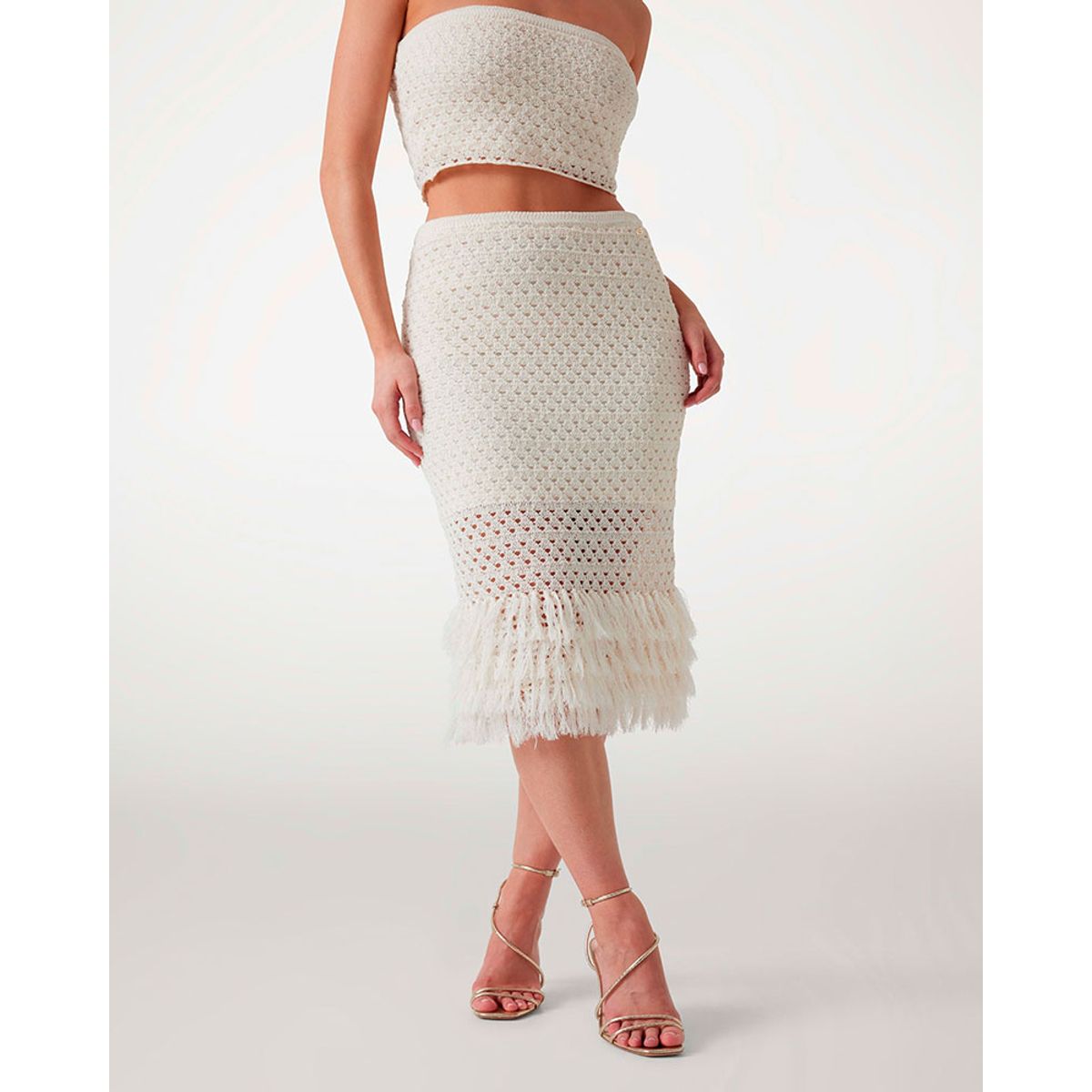 GUESS - Falda Luca Fringed Hem Midi Skirt