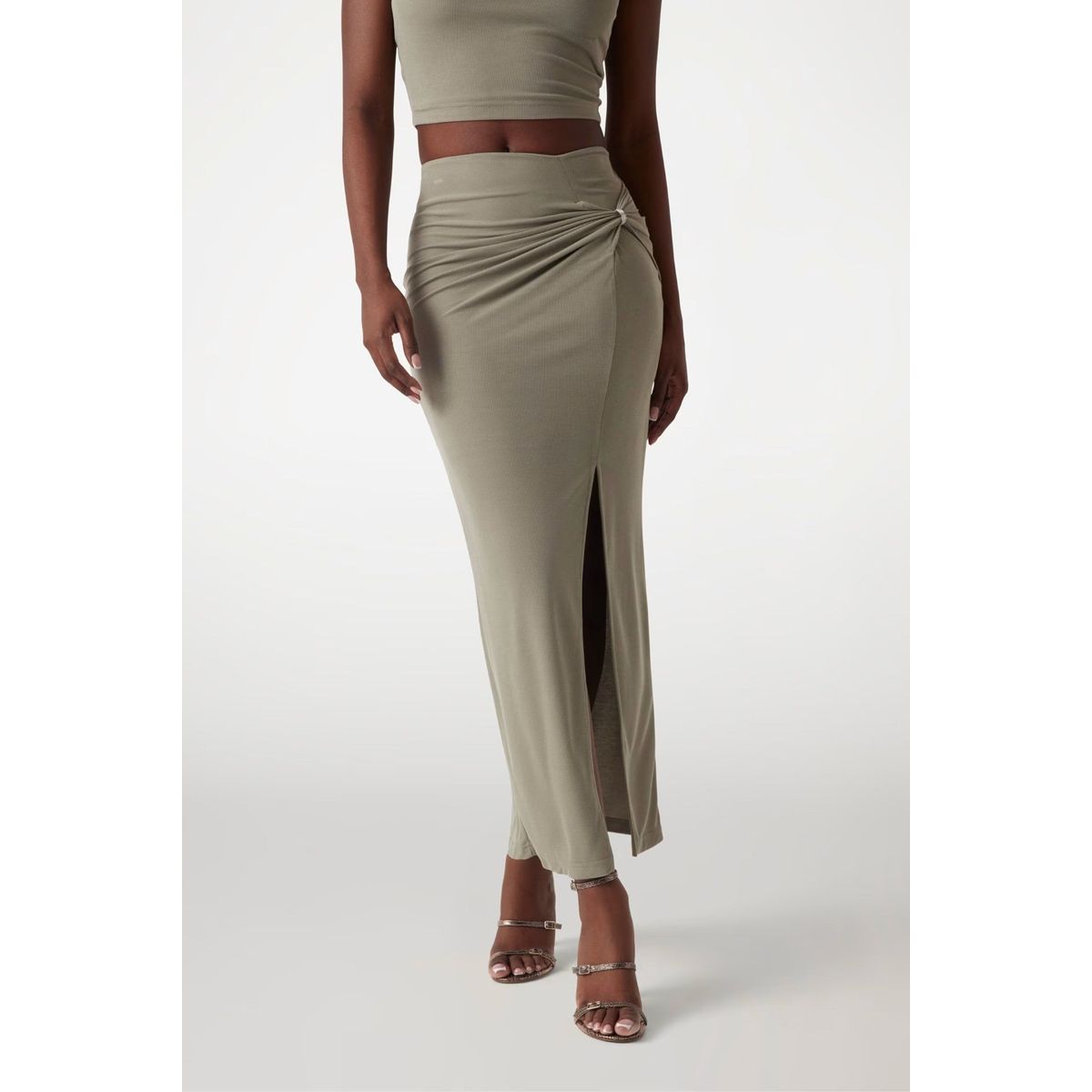 GUESS - Falda Aimee Jewel Drap Skirt Verde Claro