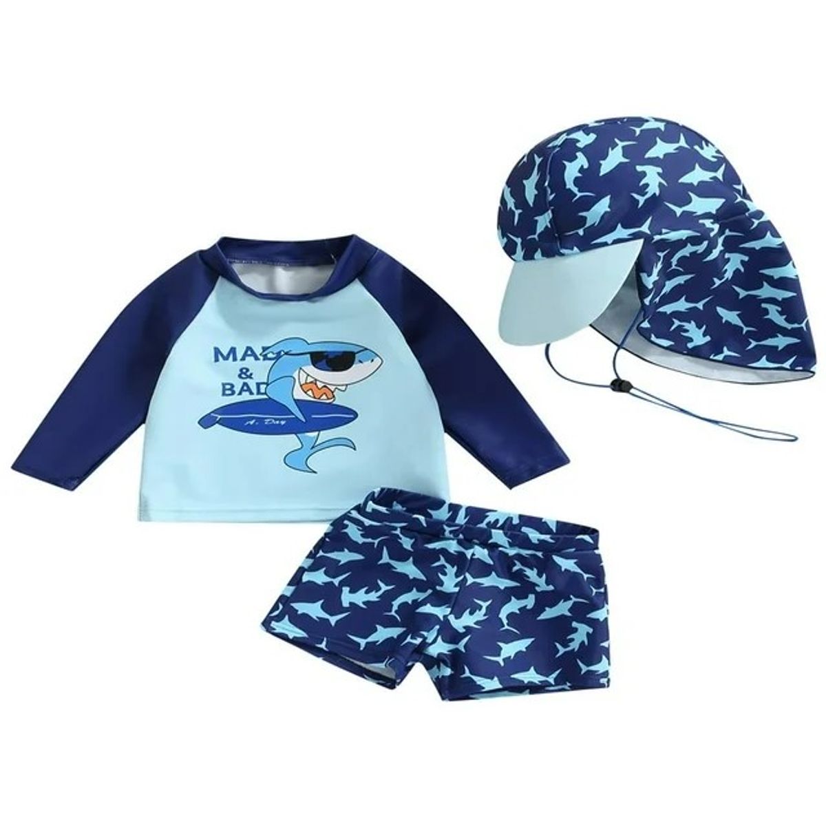 SENSIBLUE - Traje de Baño Niño 3 Piezas Tiburón – SensiBlue
