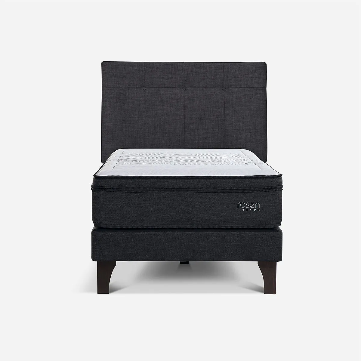 ROSEN - Cama Europea Tempo 1,5 Plazas + Respaldo New Bennet Grafito