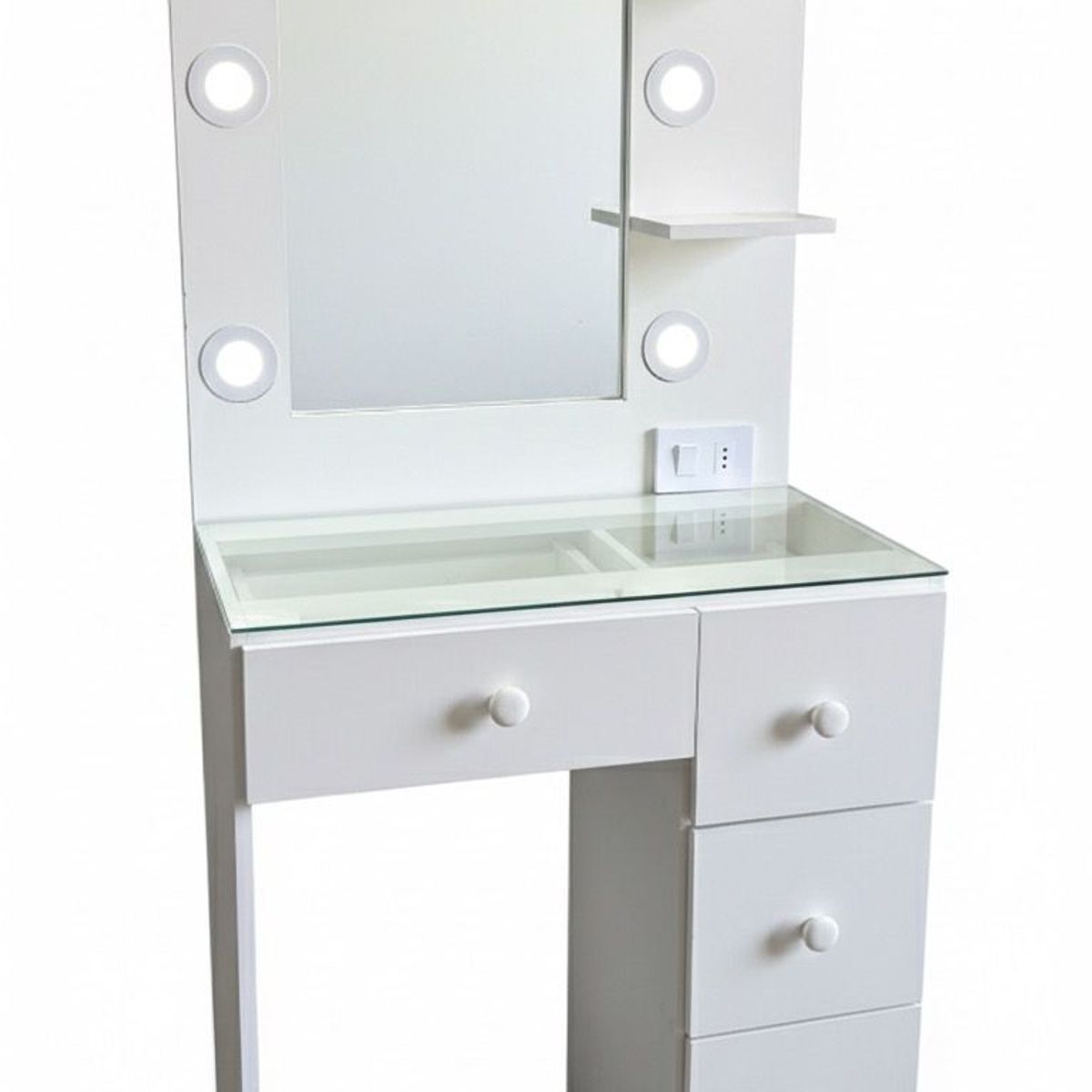 GENERICO - TOCADOR CON LUCES ESTILO HOLLYWOOD CREAFAVA, CON 4 CAJONES 71CM