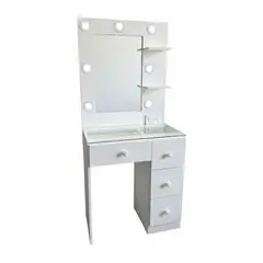 GENERICO - TOCADOR CON LUCES ESTILO HOLLYWOOD CREAFAVA, CON 4 CAJONES 71CM