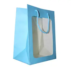 GENERICO - BOLSA DE REGALO VENTANA 35X25X18 CM CELESTE X12 UNI