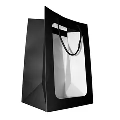 GENERICO - BOLSA DE REGALO VENTANA 35X25X18 CM NEGRO X12 UNI