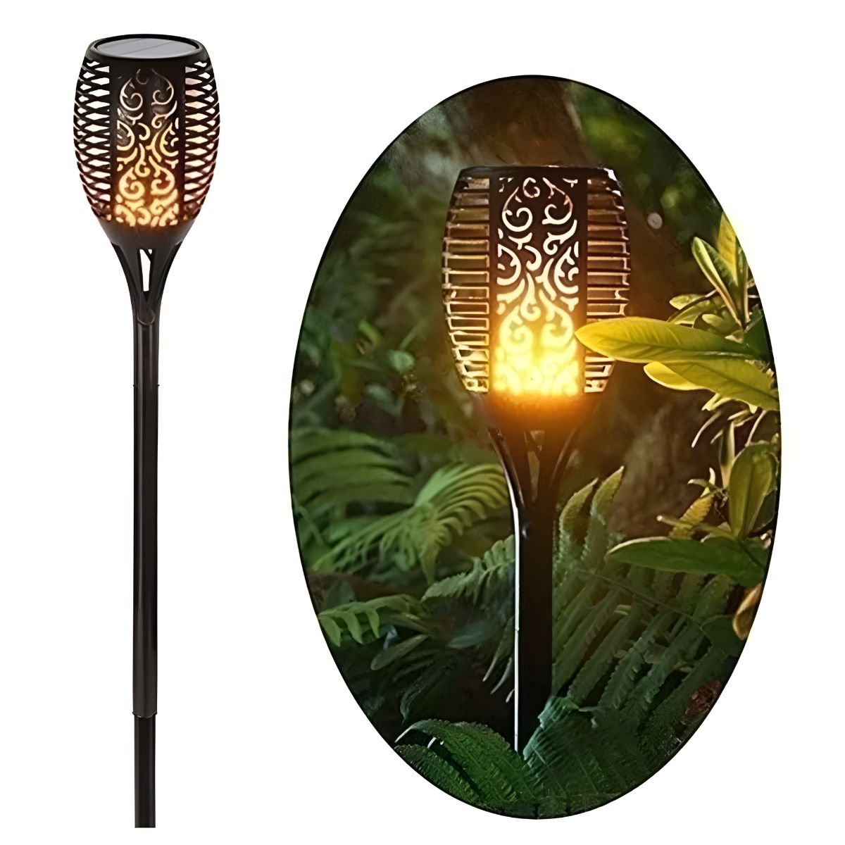 GENERICO - Pack 3 Lámpara Solar Exterior Jardín Con Estaca Efecto Fuego
