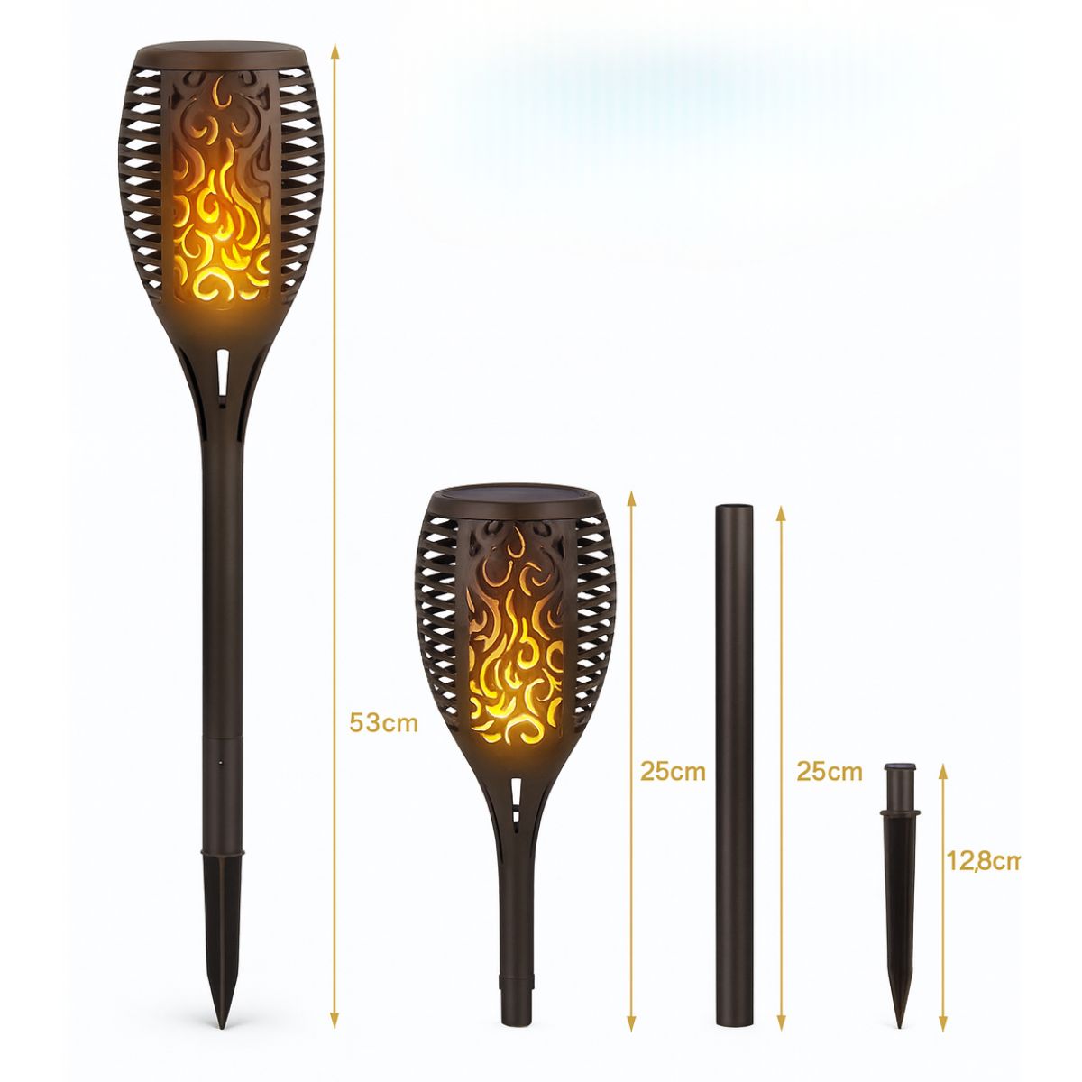 GENERICO - Pack 3 Lámpara Solar Exterior Jardín Con Estaca Efecto Fuego