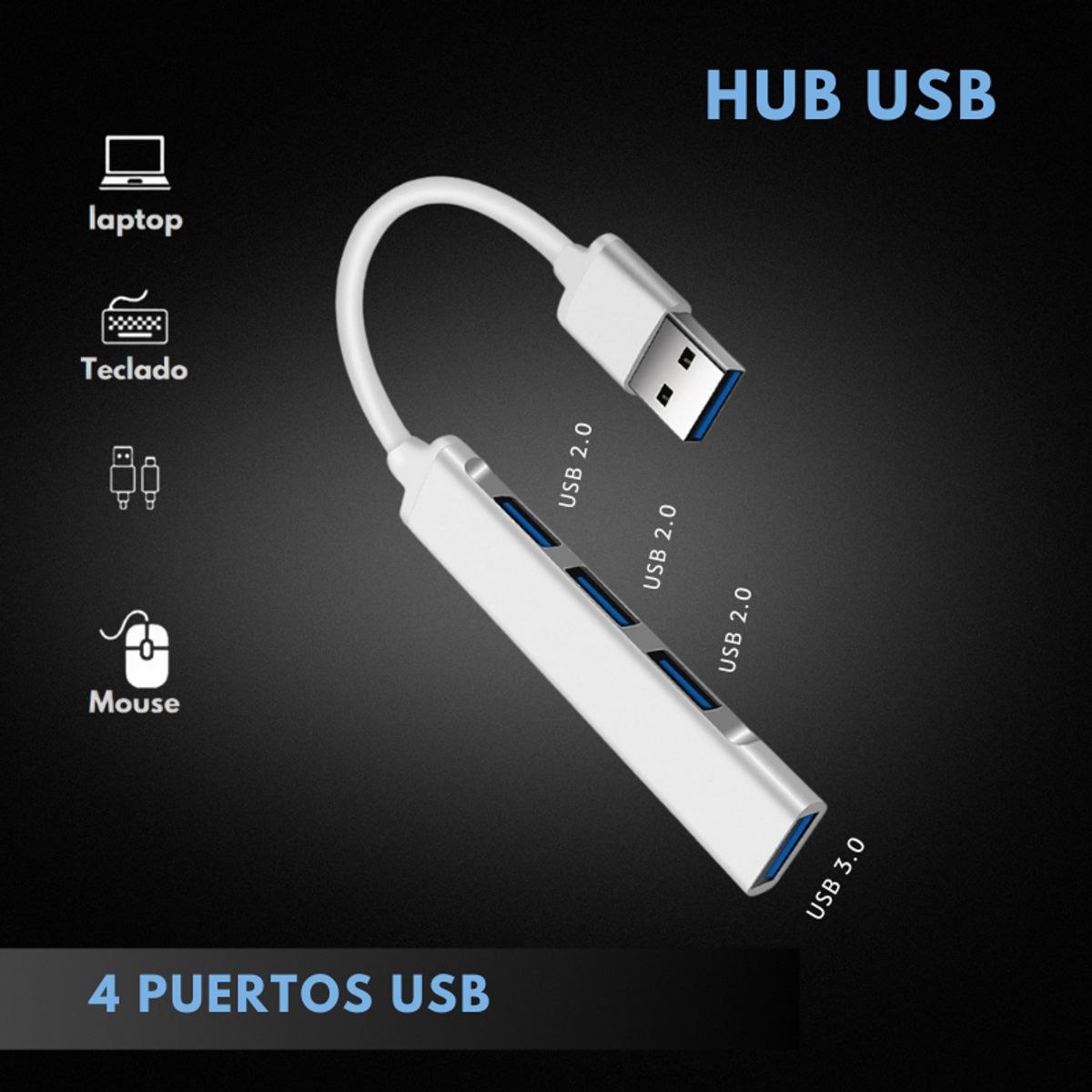 GENERICO - Adaptador Hub Extensor Usb 3.0 a 4 Puertos Usb 5gbsp