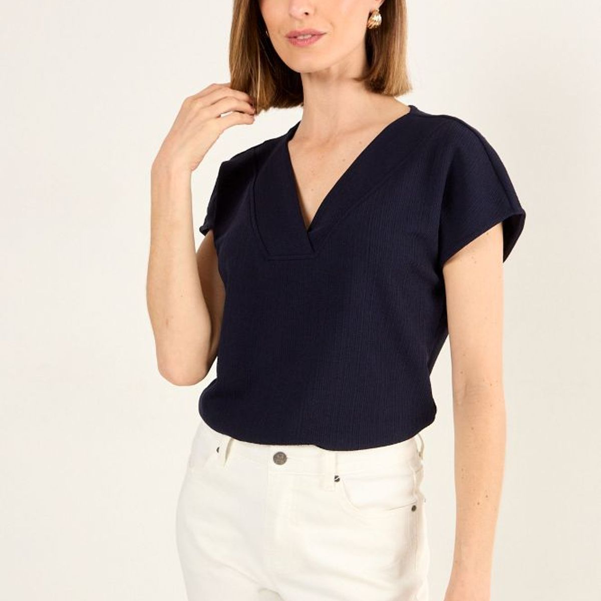 MA GRIFFE - Polera Lisa Mujer Azul Magriffe