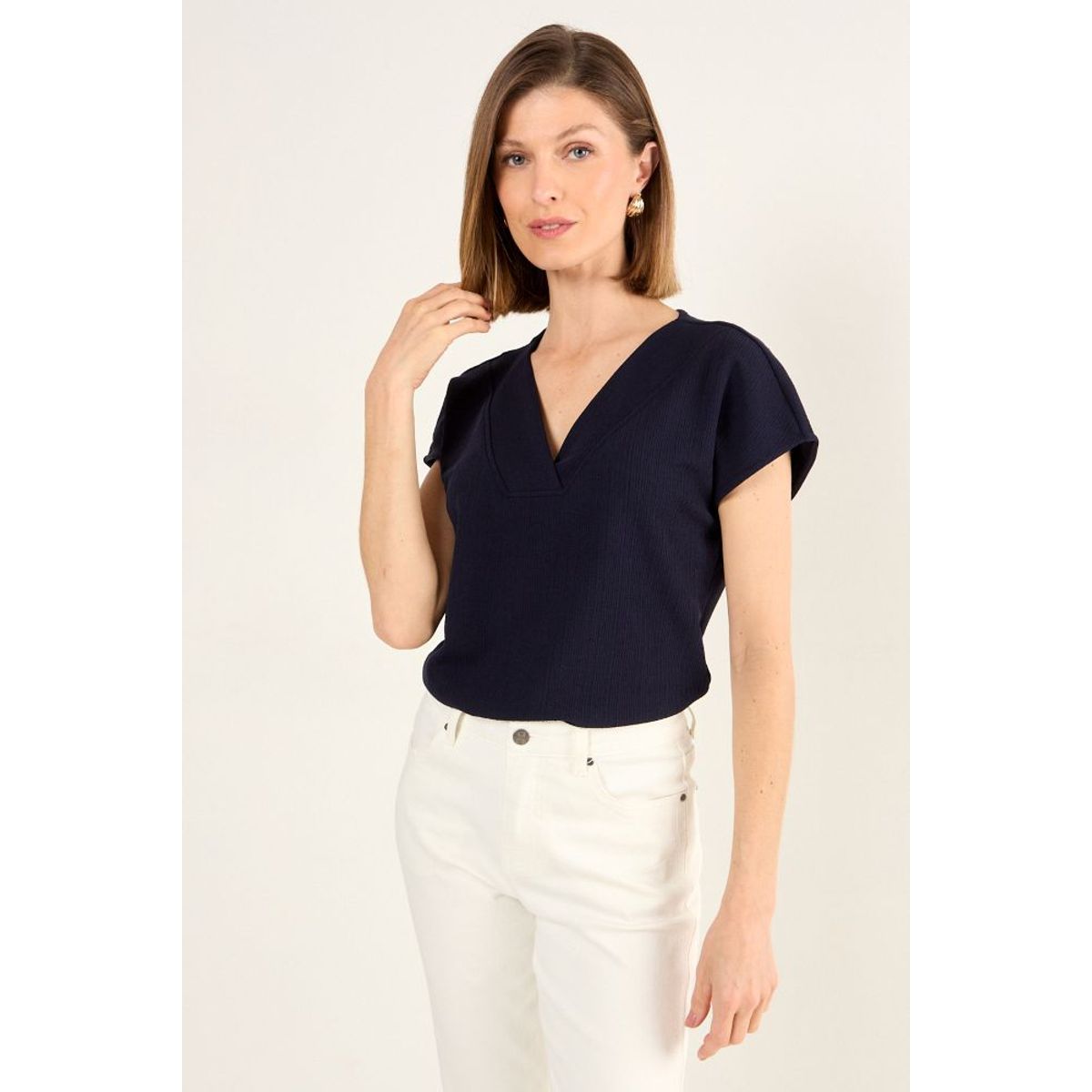 MA GRIFFE - Polera Lisa Mujer Azul Magriffe