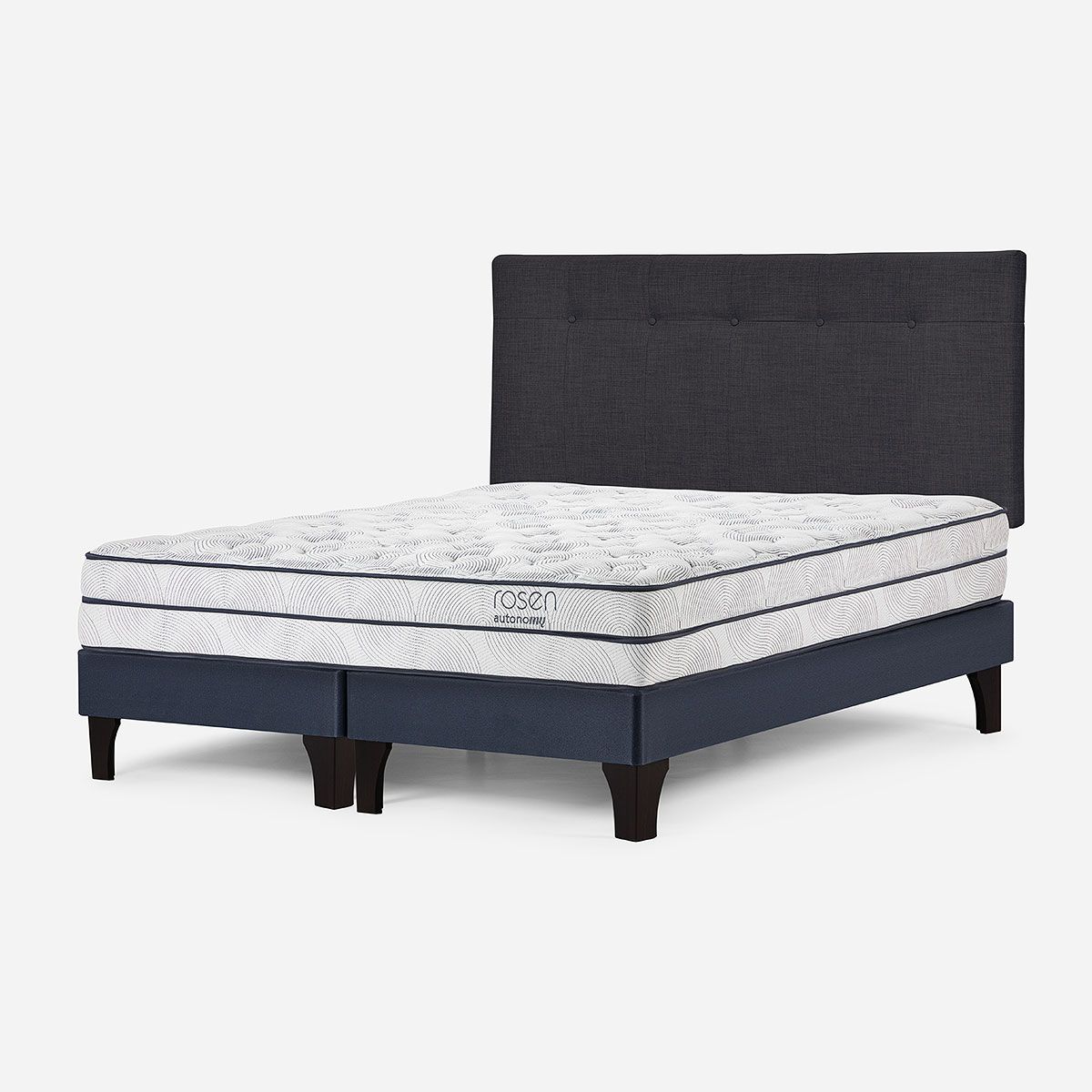 ROSEN - Cama Europea Autonomy Sky 2 Plazas Pata Madera + Respaldo New Bennet Grafito
