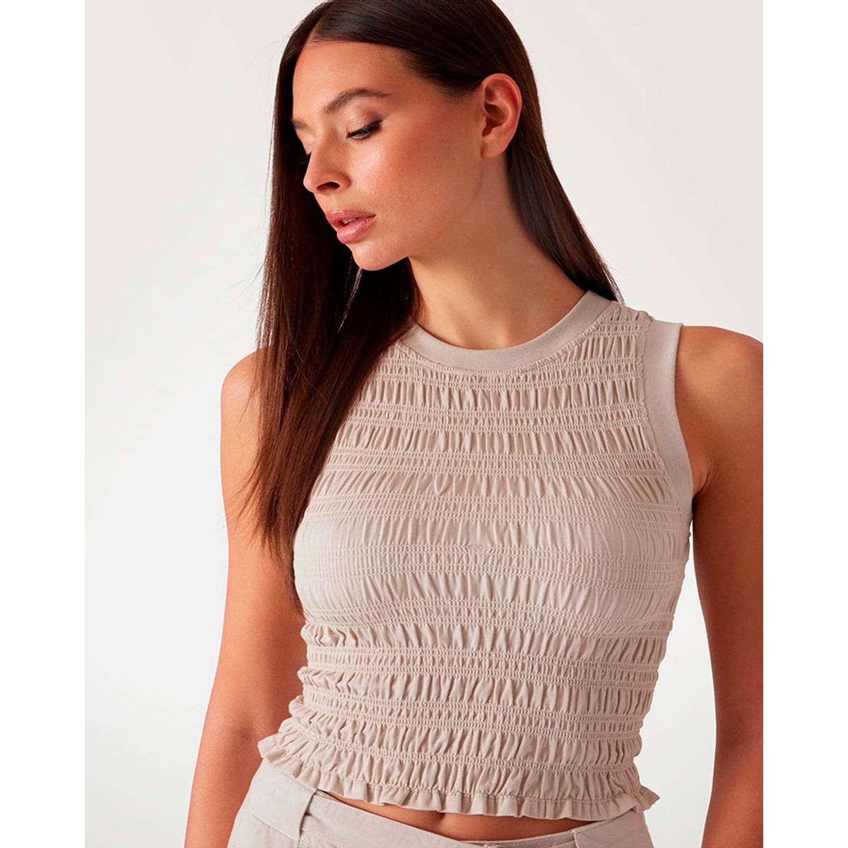 GUESS - Polera Claire Sl Smock Tank Top Celeste