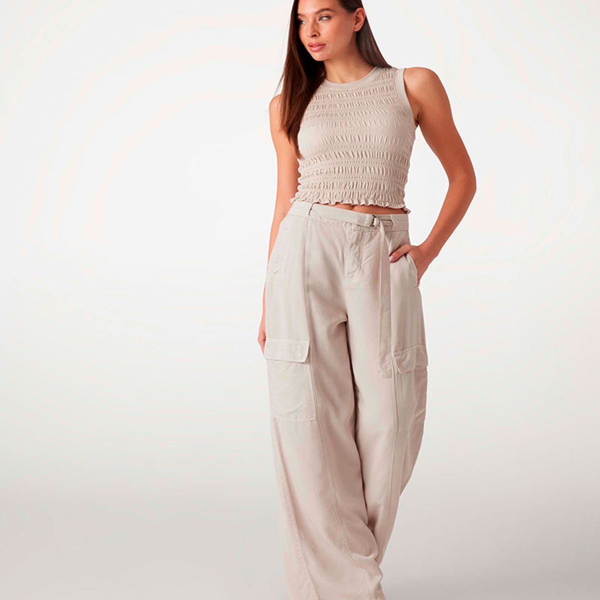 GUESS - Polera Claire Sl Smock Tank Top Celeste