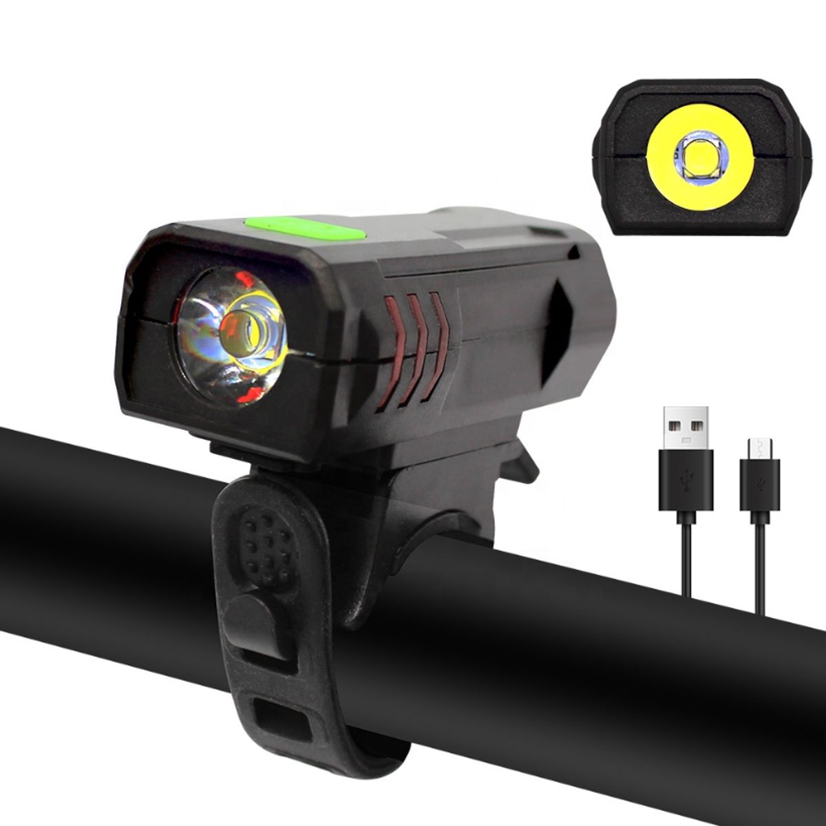 GENERICO - Luz Linterna Bicicleta Carga Rápida USB