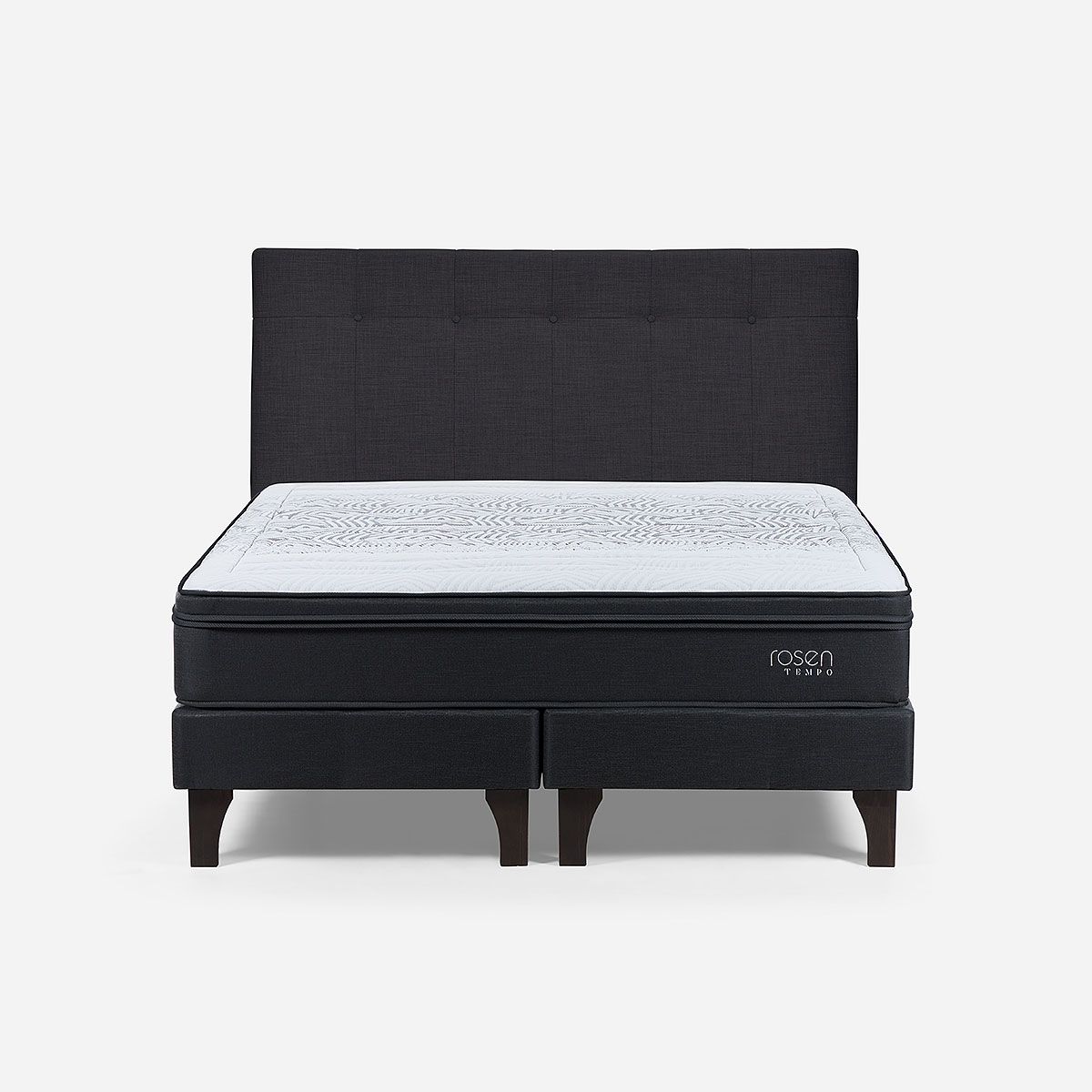 ROSEN - Cama Tempo 2 Plazas 150x200 cm + Respaldo New Bennet Grafito