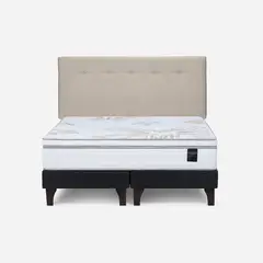 ROSEN - Cama Europea Art 4 de 2 Plazas + Respaldo New Bennet Natural