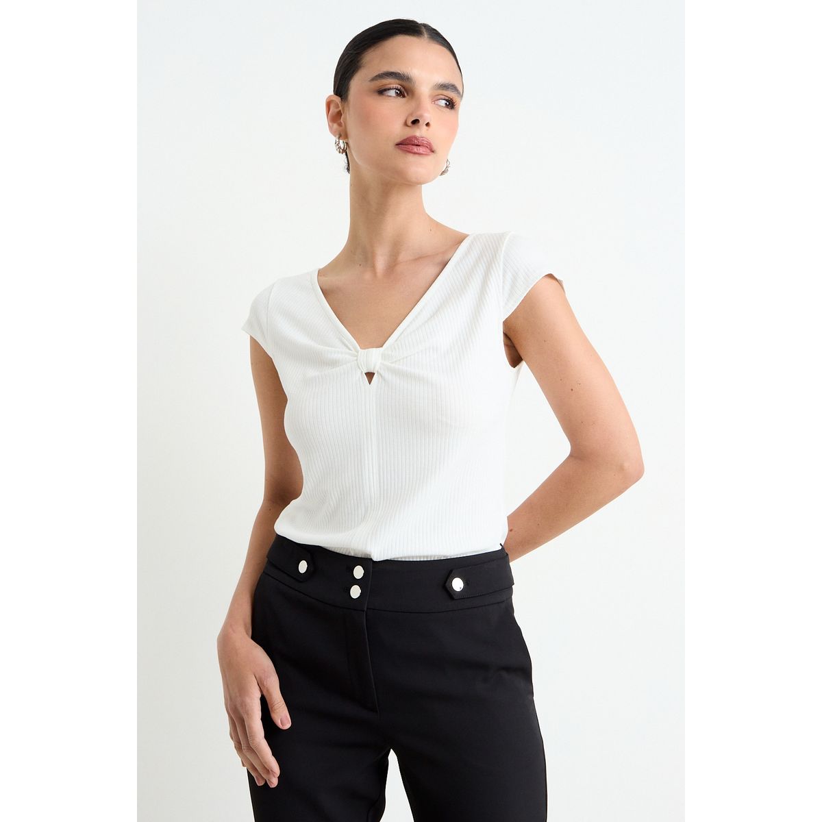 ASH - Polera Lisa Mujer Crudo Ash