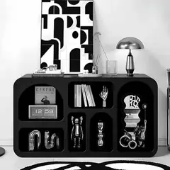 SANTU HOME & DECO - Arrimo Rack Organizador Geométrico Bogen Negro Mediano