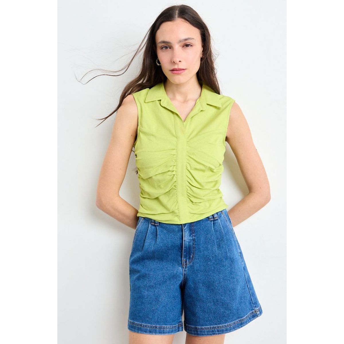IO - Blusa Lisa Mujer Verde Io