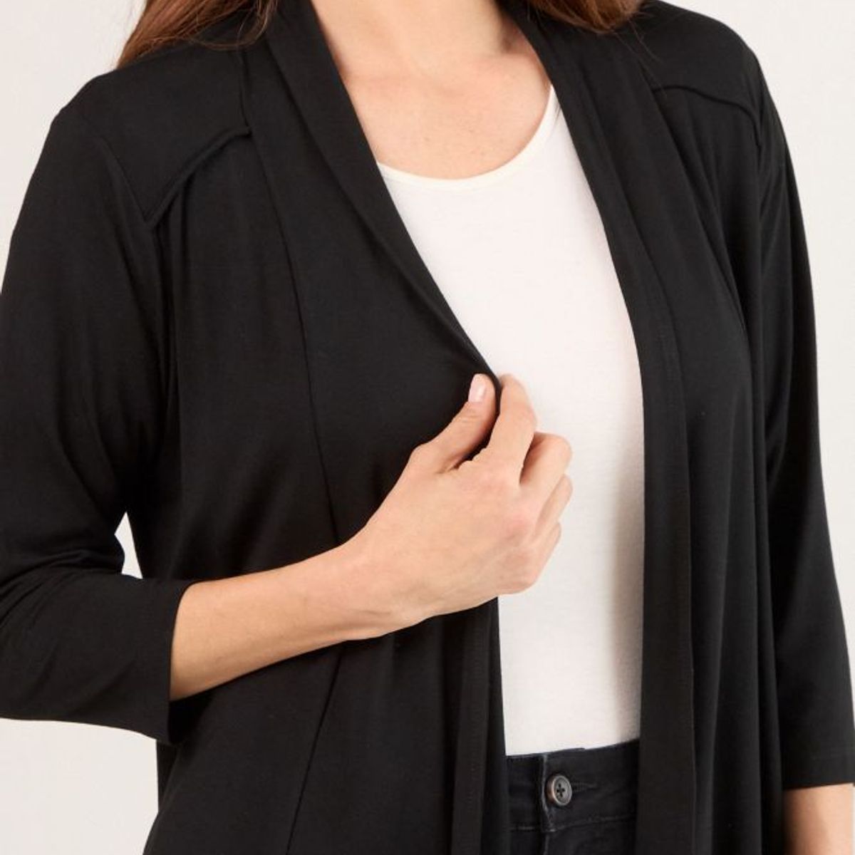 MA GRIFFE - Tapado Abierto Mujer Negro Magriffe