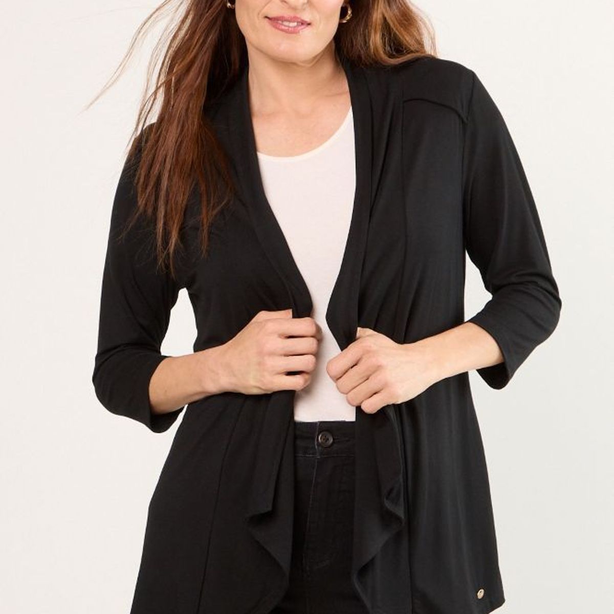 MA GRIFFE - Tapado Abierto Mujer Negro Magriffe