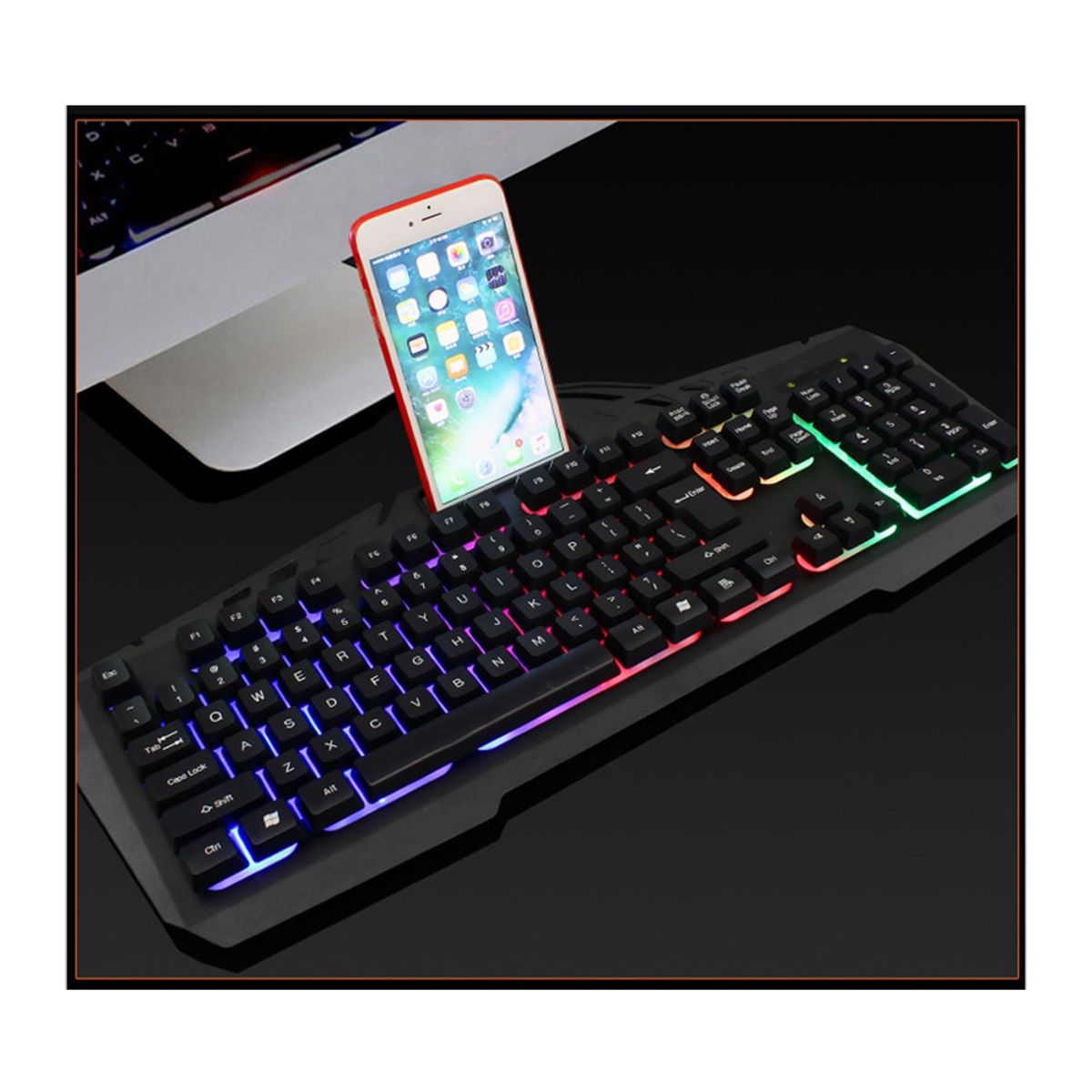 DBLUE - Teclado Gamer Metálico Retroiluminado Rgb Soporte Celular