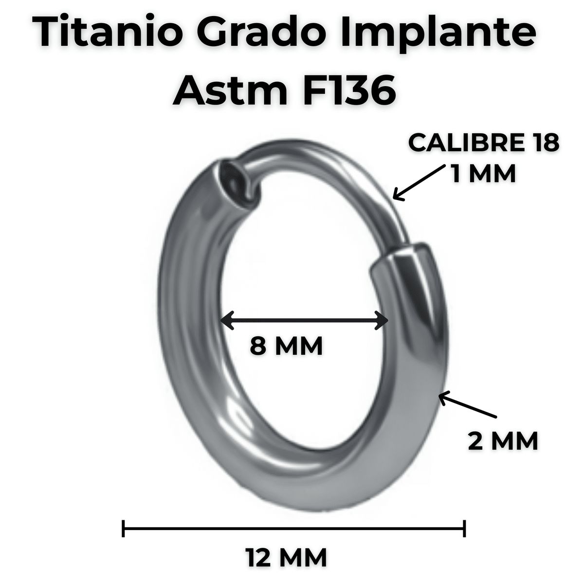 ELBAULDEJUMA - Argollas Titanio 8mm Astm F136 G23 Lisas Grado Implante