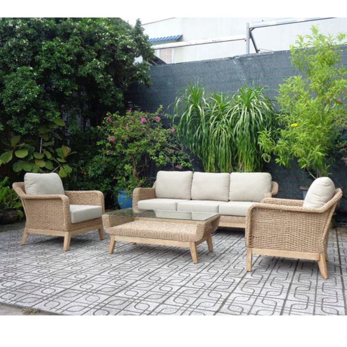 MSA MUEBLES SANTA ANA - Juego de Terraza 4 Piezas Napoli