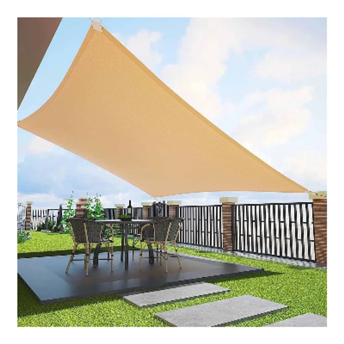 GENERICO - Toldo Vela Sombra Rectangular 3x3 Mts Beige Beige