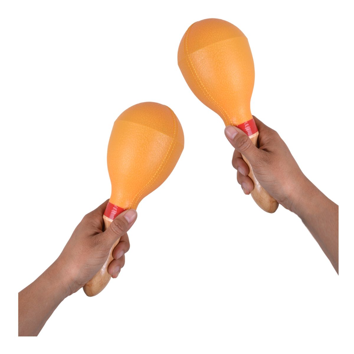 RMX - PAR DE SONORA PLASTICA CON MANGO MADERA AMARILLO RMX