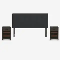 ROSEN - Respaldo New Bennet Grafito 2 Plazas + 2 Veladores Maurice