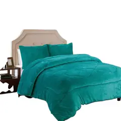 GENERICO - Cubrecama Quilt Plaza y Media Plush con Chiporro Turquesa