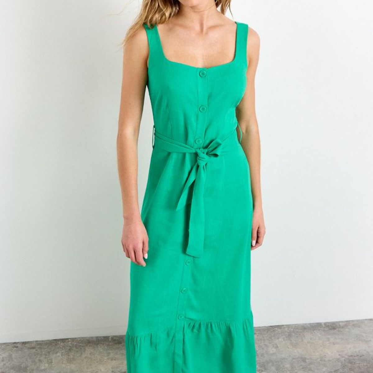 IO - Vestido Liso Mujer Verde Oliva Io