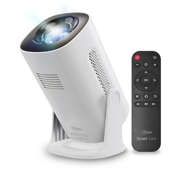 MLAB Proyector Smart Tube Wifi Bluetooth 1080p Color Blanco 9396 LCD 300 Ansi Lumen WiFi Dual Band