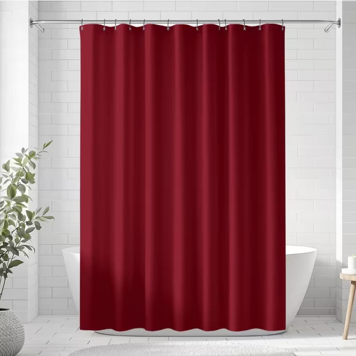 GENERICO - Cortina Ducha Baño 180x180 Elegante Burdeo